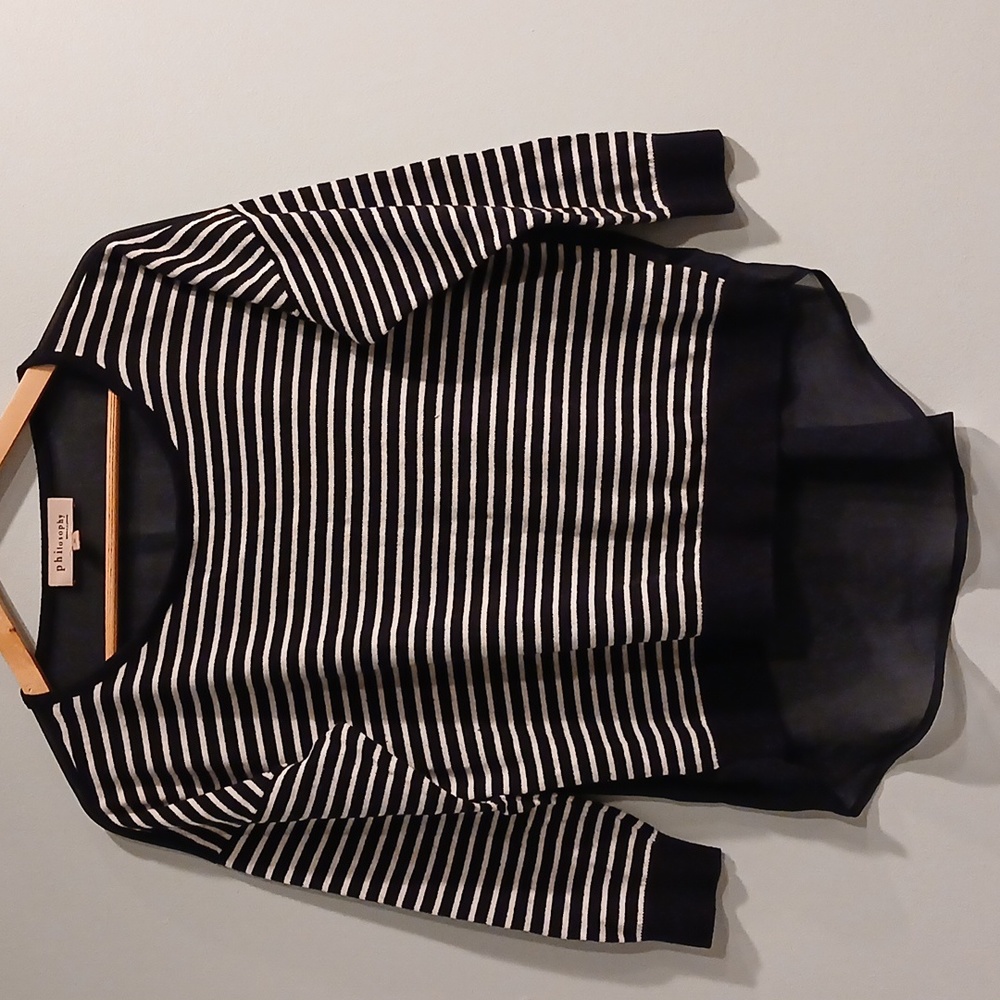 Philosophy sweater, size M, navy and white   stripe,